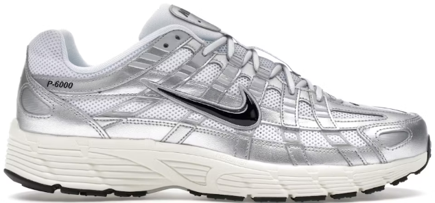 Nike P-6000 White Metallic Silver Flat Silver Black