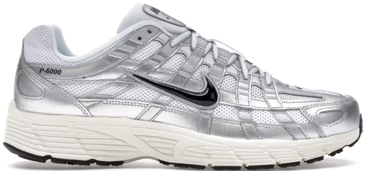 Nike P-6000 White Metallic Silver Flat Silver Black