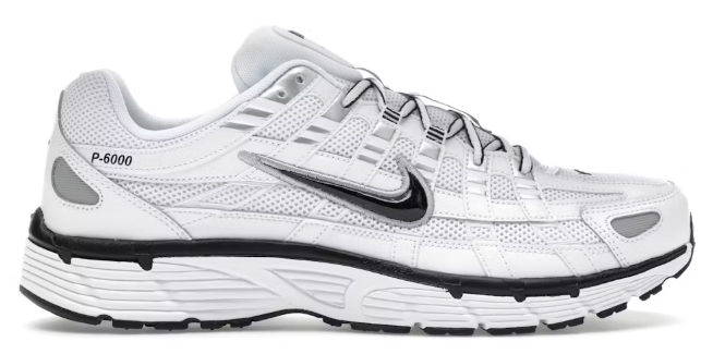 Nike P-6000 White Metallic Silver Black